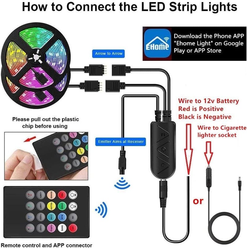 Vbakor RV Awning Lights, 50FT RV Underglow Led Lights Kit, 12V Multi-Color Exterior Neon Accent Underbody Strip Lights for Camper Motorhome with Extension Cable, Music Sync, Waterproof - Image 5